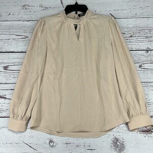 Allegra K Women's Office Keyhole Elegant Stand Collar Long Sleeve Button Blouse